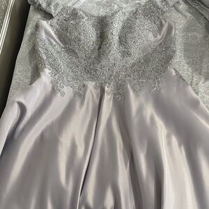 Elegant Silver Lace Gown